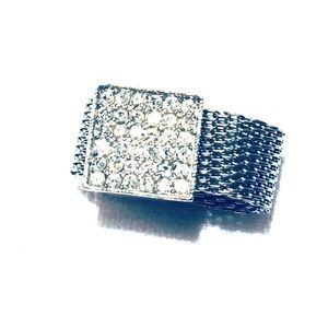 Mesh and rhinestone ring